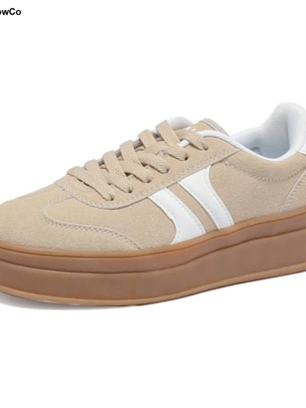 Women's Leather Suede Gum Sole Fashion Sneakers Thick Platform Anti-Slip